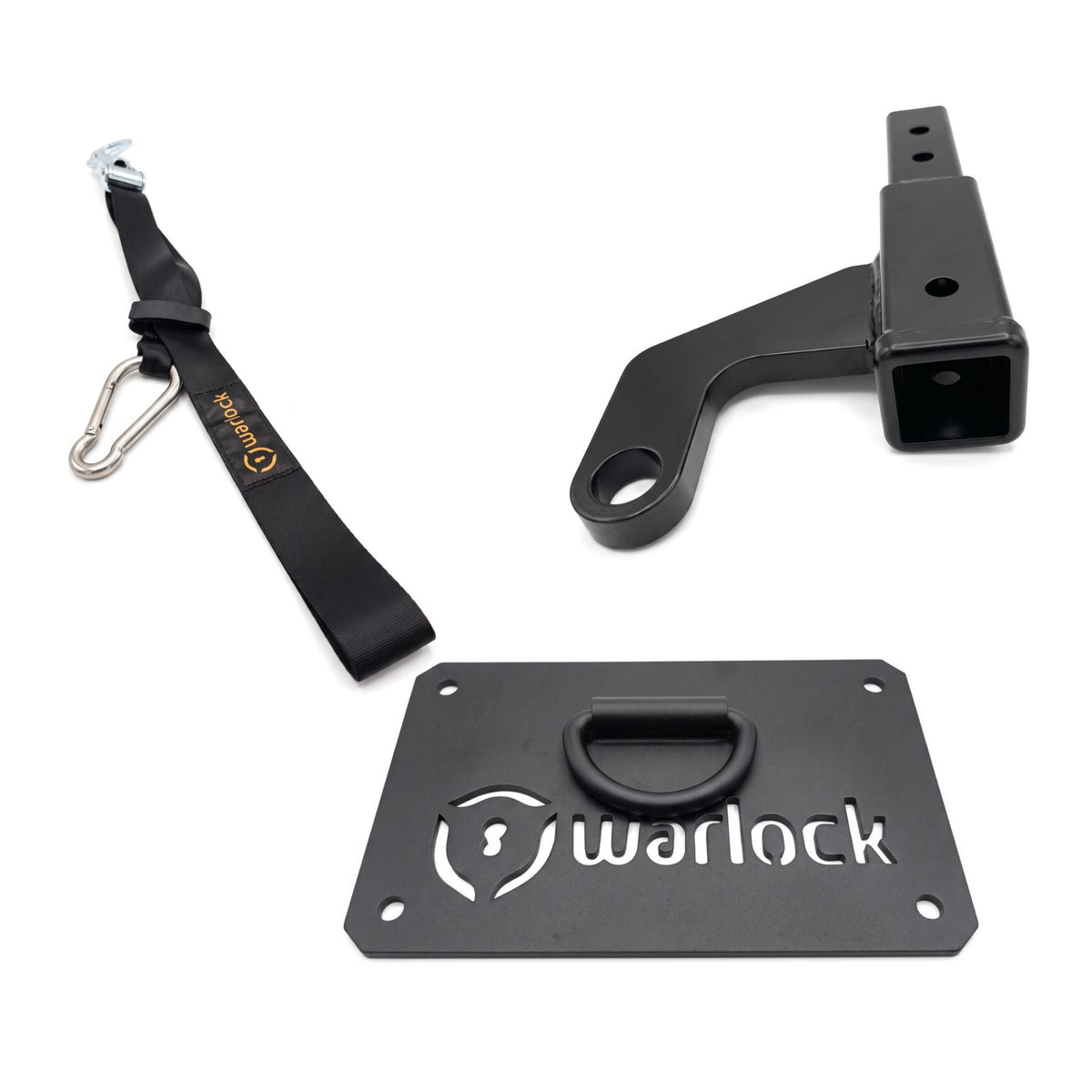 Warlock rear anchor kit: tie-down strap, receiver anchor and D-ring floor plate, clean